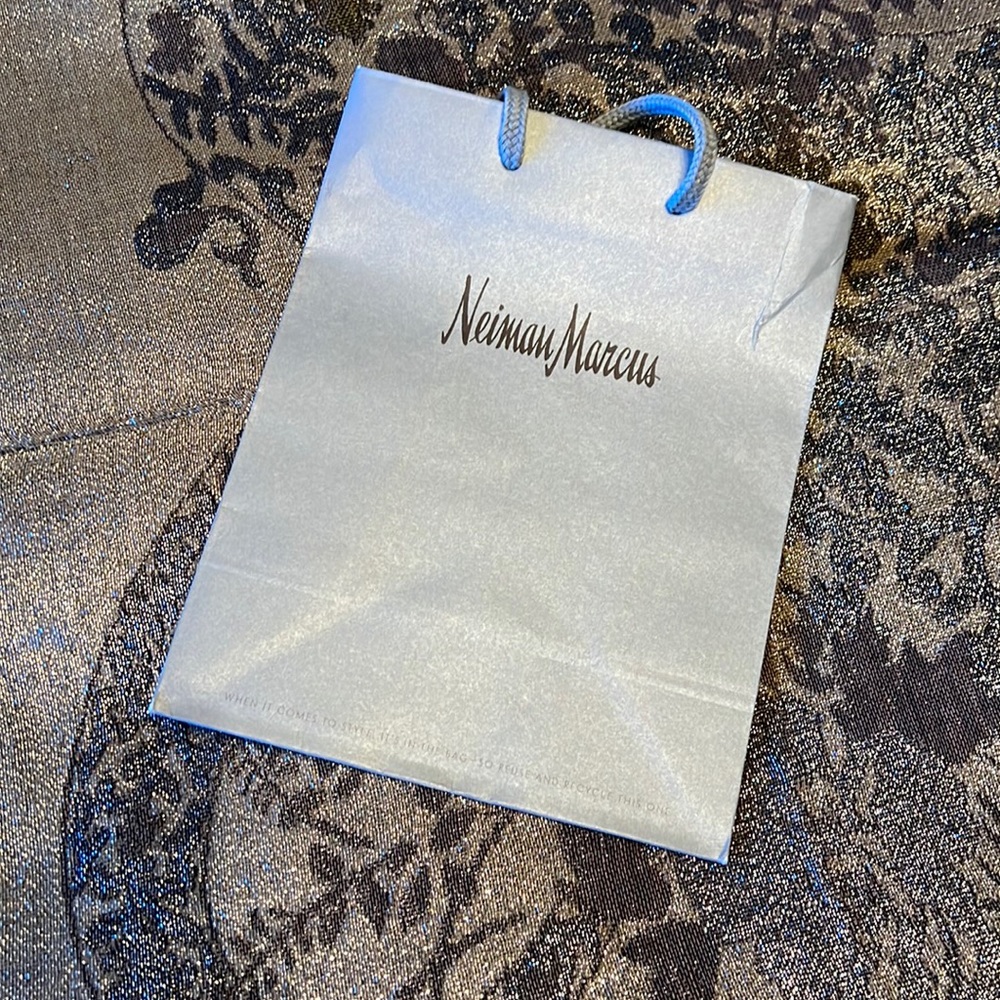 Silver Neiman Marcus mini tote bag